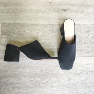 Journee Black Lorenna Block Heel Sandals Womens 7 Dressy Summer Slip On Open Toe